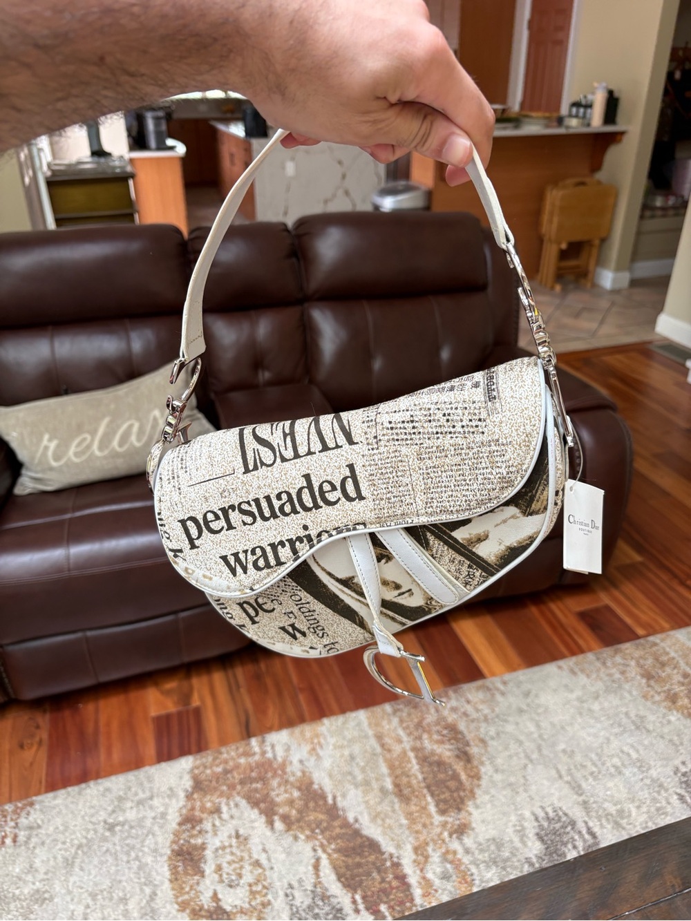 White Newsprint Saddle Bag CD